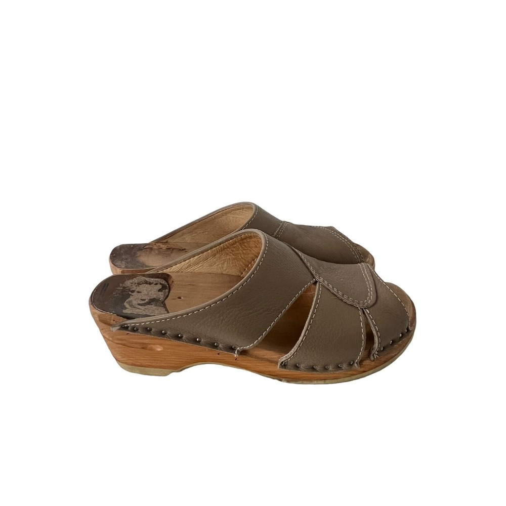 TROENTORP Womens MARIAH Clog Sandals In Tan Leather Size 36 / 6-6.5